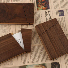 2X Portatile Porta Biglietti da Visita Nel Legno per Uomini E Donne Porta Biglietti da Visita Portatile Nel Legno di Noce