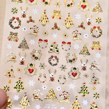 Christmas Nail Art Stickers with Colorful Lights and Festive Tree Designs for Holiday Manicure