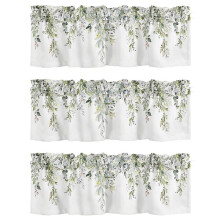 3X CantonnièRe de Rideau Vert Sauge pour FenêTres Aquarelle Feuille D'Eucalyptus CantonnièRe de Poche Traitements de FenêTre Feuilles de Plantes