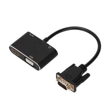 2-in-1 VGA to HDMI Adapter, High Definition, Metal, Black