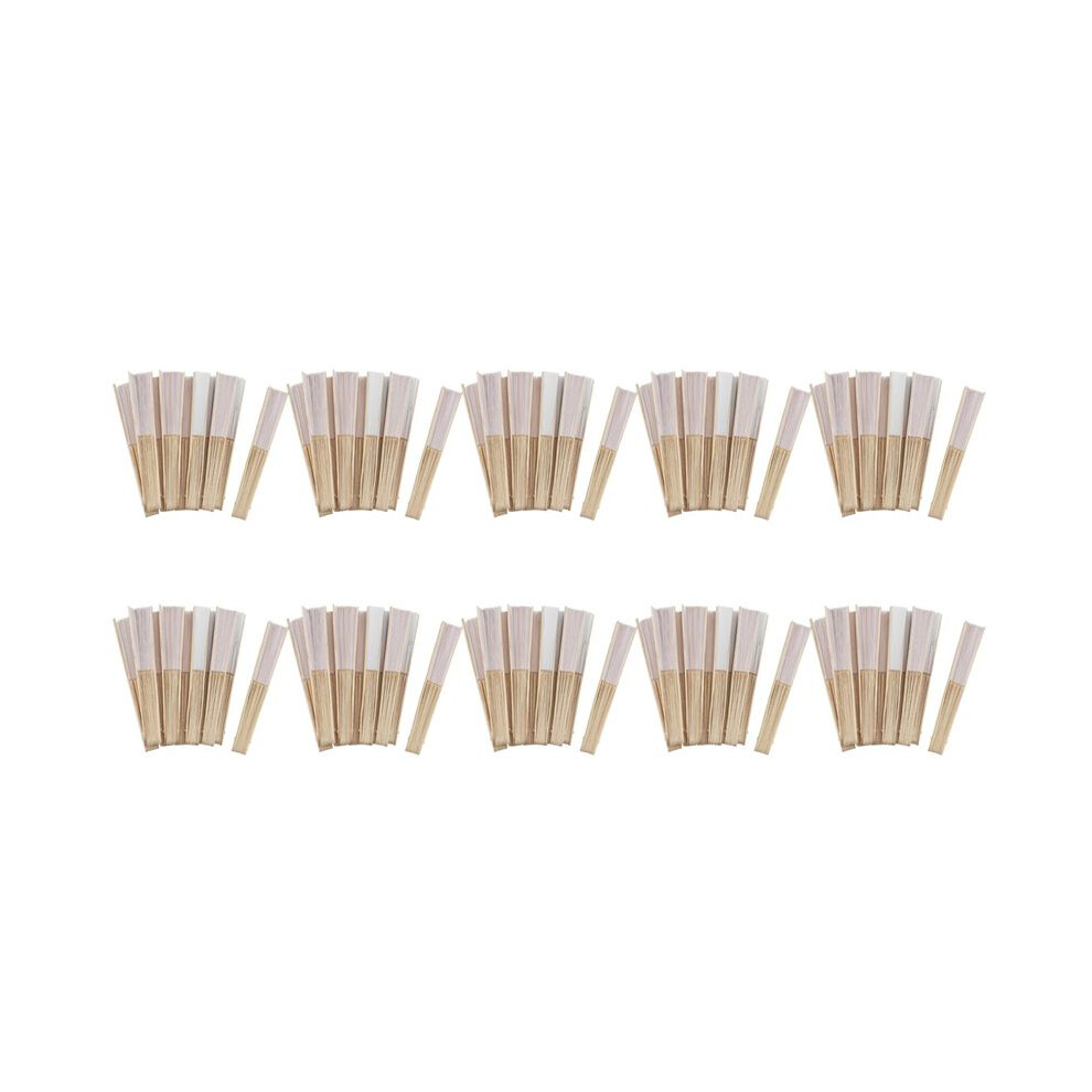 Semoic 100 Pcs/Lot 21Cm White Color Fabric Hand Fan, Silk Hand Fan Wedding Party Promotion Favor