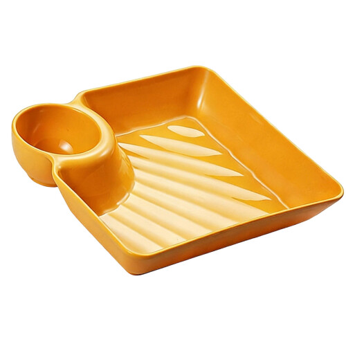Dipsausbord met meerdere compartimenten voor dumplings,-Geel