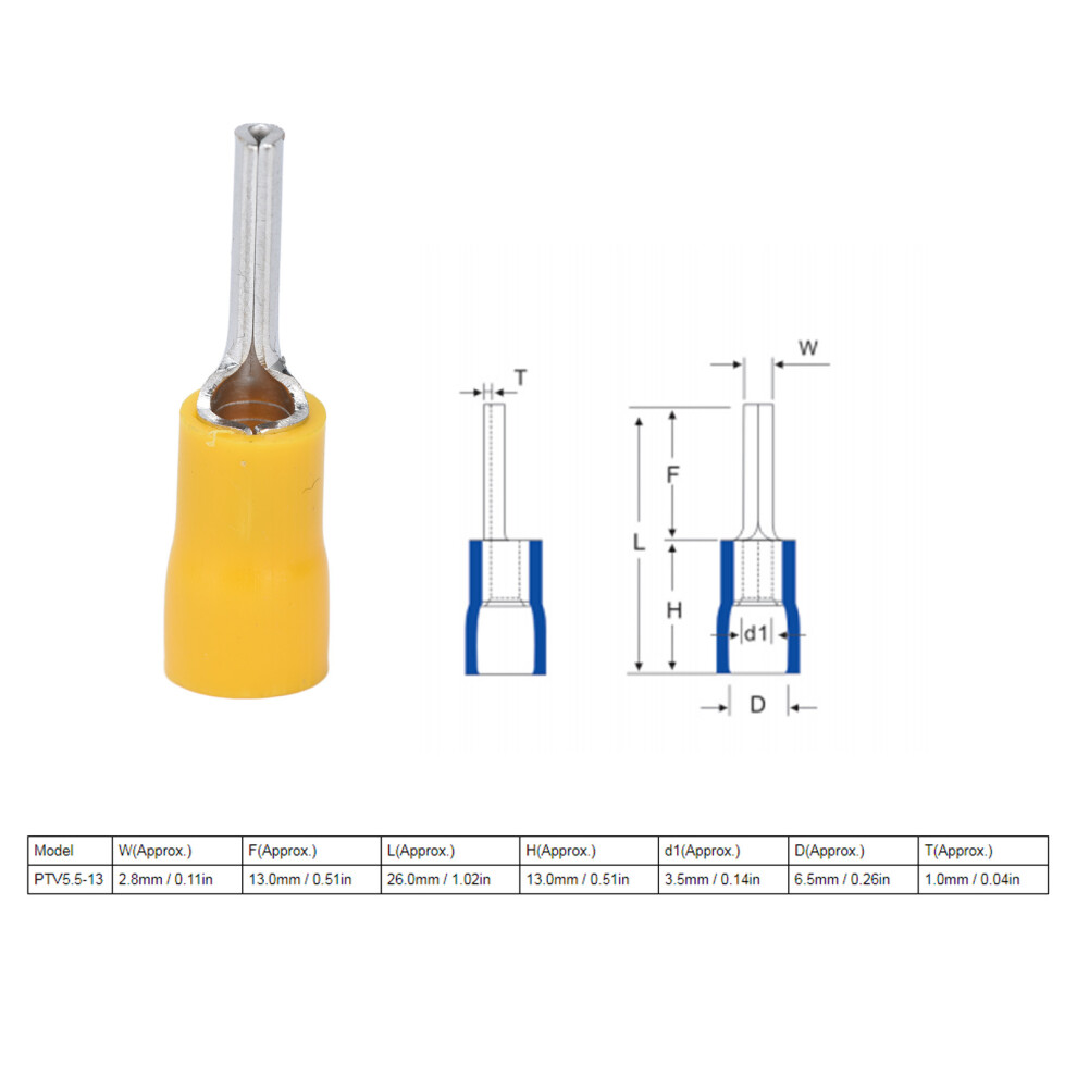 48A 100Pcs Wire Terminal Ferrule 12-10 AWG