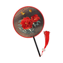 Round Hand Fan Beautiful Handmade Double Side Embroidered-10