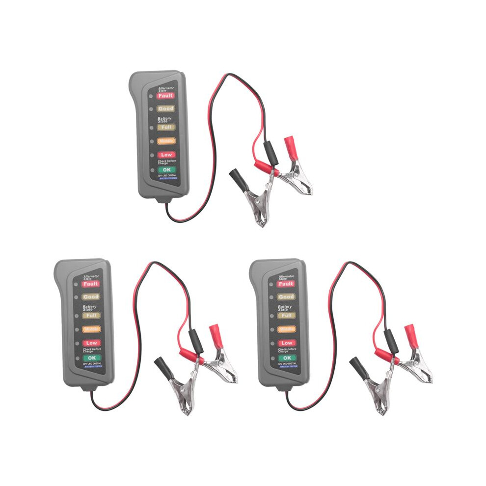 3X 12V Car Battery & Alternator Tester - Test Battery Condition & Alternator Charging (Led Indication) 4714191788895