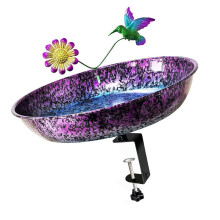 Artistic Iron Bird Bath Featuring Spacious Bowl Perfect For