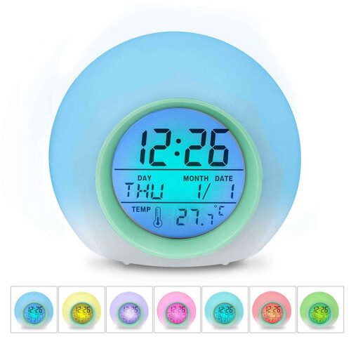 2X Kids Alarm Clock - Wake  Light Digital Clock with 7 Colors Changing, Press Control and Snooze Function for Bedrooms 1