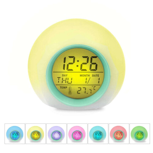 2X Kids Alarm Clock - Wake  Light Digital Clock with 7 Colors Changing, Press Control and Snooze Function for Bedrooms 2