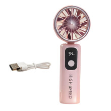 Portable Mini Fan Powerful Handheld Fan with Digital-Pink