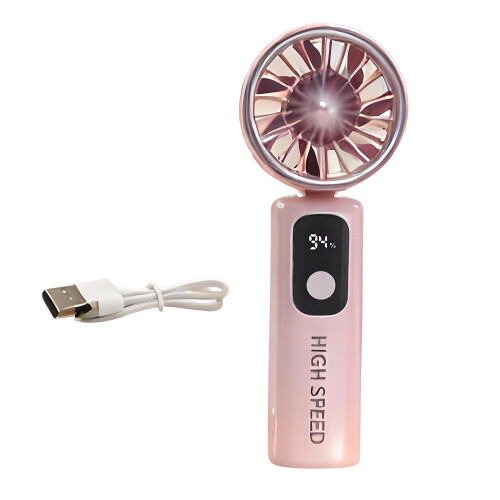 Portable Handheld Fan Portable 5 Speed Adjustable Battery-Pink