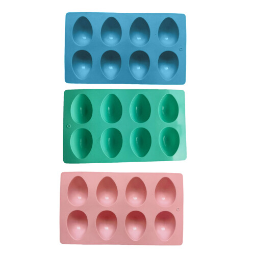 Ensemble de 1/3 moules à œufs en Silicone-rose vert bleu
