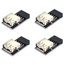 4X 9Pin to 1 Port USB Adapter Connector PC Internal Motherboard 9Pin to USB2.0 Type A Female Converter for Computer