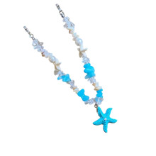Charming Coastal Style Blue Beaded Necklace With Starfish or-A
