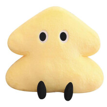 Yellow Plush Cushion with Eyes and Feet, Soft Stuffed Pillow for Home Office Decor and Comfort