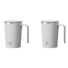 2X Self Stirring Coffee Mug Rechargeable Automatic Magnetic Mixing Cup ,400Ml Electric Mixing Cup Auto Mixer Cup White
