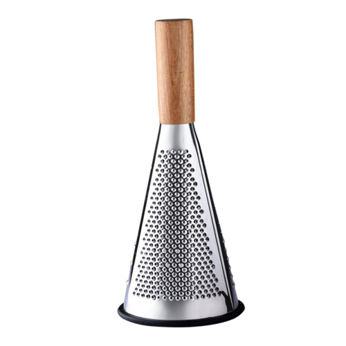 Conical Stainless Steels Grater With Comfortable Wooden Handle