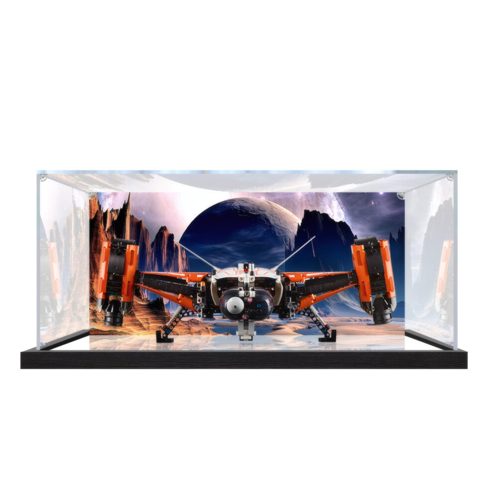 Display Case For 42181 Vtol Heavy Cargo Spaceship, Acrylic Transparent Dustproof Box With Mirrored Background 9455672162920