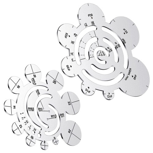 Ensemble de 2 Outils de Coupe en Cuir Rond RèGle de Coupe D'Angle en MéTal 1