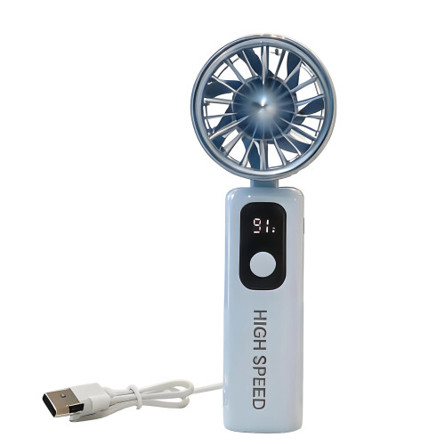 Mini-handventilator met 5 instelbare snelheden, stille-Blauw