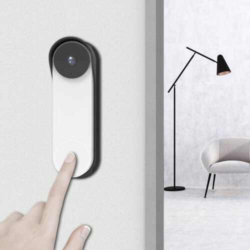 Wireless Doorbell Mount AntiTheft NoDrilling White Bracket for Home Apartment Office Security 1