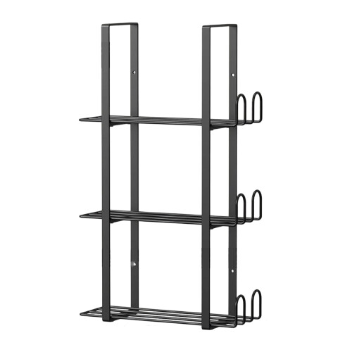 Modern Black Glove Holder Wall Mounted 3 Level Organizer-Black