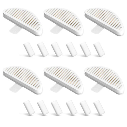 Filter för KattfontäNer, 6-Pack Utbytesfilter & 12-Pack Utbytesfiltersvampar för 67Oz/2L Automatisk HusdjursfontäN