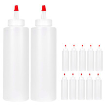 12PC Bottiglie per Condimenti Squirt Squeeze per Salse - 16 Once - Contenitori Perfetti per Ketchup, Barbecue, Salse, Sciroppo