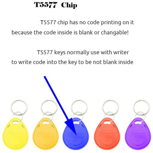 100Pcs T5577 Blank Key Tag RFID Chip Ring Cards Tags Keytag 125 Khz Copy Rewritable Writable Duplicate 1