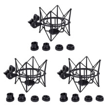 3X Microphone Shock Mount Adjustable Mount Recording Mic Stand Metal Bracket Pod Microphone Stand (Black)