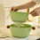 Multifunctional Double Layer Vegetable and Fruit Washing Basket,Cute Round Solid Color Design,Thickened for Durability B 3