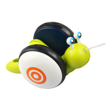 Wooden Snail Pull Along Toy for Toddlers, Montessori Educational Toy to Develop Motor Skills