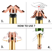 3X Champagne Bottle Stopper Rose Gold Stainless Steel Champagne Sealer Plug Super Powerful Seal Reusable Wine Saver