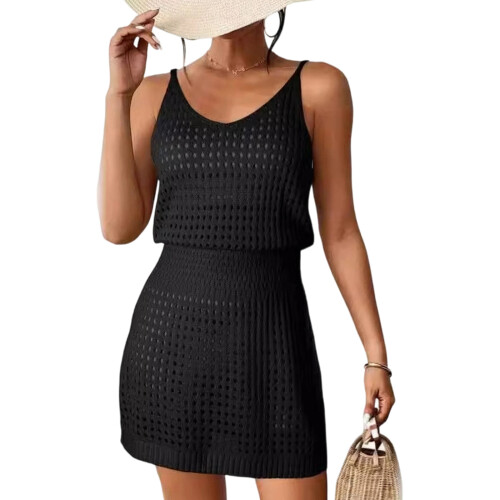 Breathable Polyester Swim Wear Suitable for Seasides-Black M