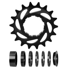 Single Speed Cassettes with Spacer and Locking Rings, 16T 18T-5