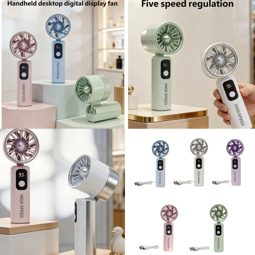 Portable Mini Fan Powerful Handheld Fan with Digital-Pink 2