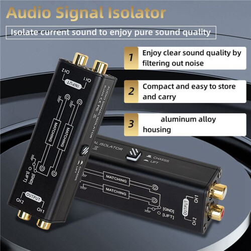 2X Professional Audio Signal Isolator Audio Current Noise Filter Remover RCA Interface Plug and  Passive Isolator 1