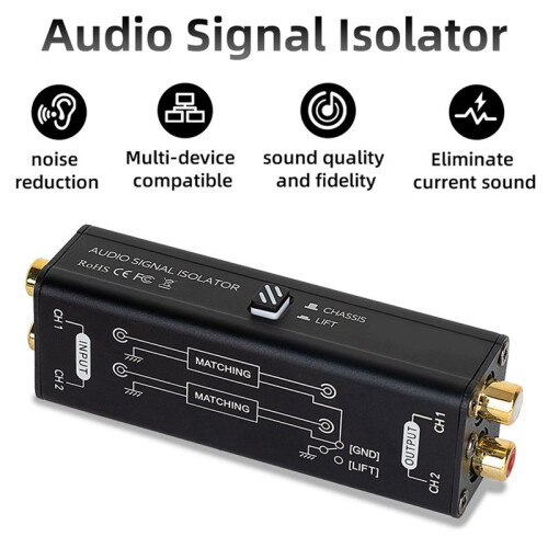 2X Professional Audio Signal Isolator Audio Current Noise Filter Remover RCA Interface Plug and  Passive Isolator 1