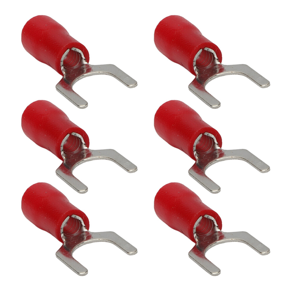 100Pcs Copper Pvc Red Insulated Fork Terminals 16-14Awg 27A 8131390485664