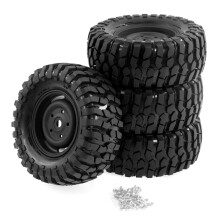 4pcs 95mm 1.8 Beadlock Wheel Rim Tire Set for 1/10 RC Crawler Car TRX4 RC4WD D90 Axial SCX10 II III Redcat MST