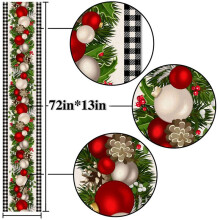 4X Black and White Gingham Christmas Table Runner Check Plaid Xmas Decoration Holiday Home Kitchen Decor