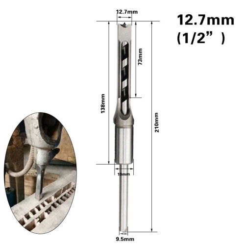 Precision 12.7mm Square Hole Mortiser Drill Bit Alloy Steel Adjustable Chisel 2