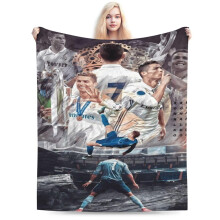 Soccer Throw Blanket Soft Warm Flannel Plush 50x40 Soccer Player Football Blanket for Kids Adults