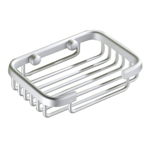 2pcs Silver Finish Wall Mounted Soap Holder with Drainage for Bathroom and Kitchen