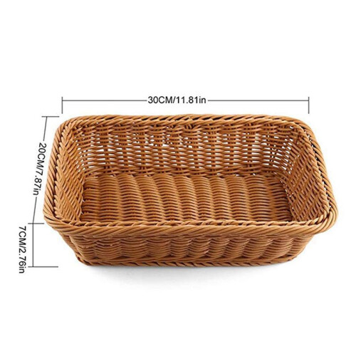 4 Pcs Rectangular Basket for Table or Counter Display for Bread,Fruits and Vegetables Wicker Baskets for Markets,Bakery