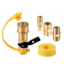 5 Stuks 1/4 Inch RV Verbindingsfittingen met Tape, Inclusief 1/4 Inch Vrouwelijke Afsluitklep, 1/4 Inch NPT voor RV, aanhanger, Barbecue