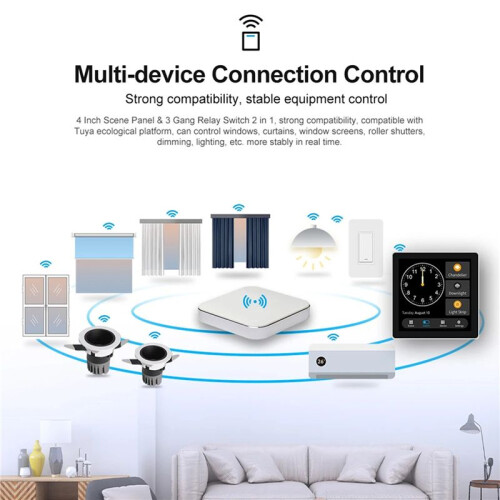 2X Tuya T3E Panel  Pekskärm Panel EU  Kontrollpanel  Zigbee  Home Wall Push Light , Vit 1