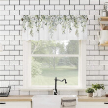 3X Sage Green Curtain Valance for Windows Watercolor Eucalyptus Leaf Rod Pocket Valance Window Treatments Plant Leaves