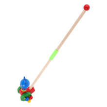 Wooden Baby Push Walker for Toddlers with Cartoon Animal Design and Stable Support Handle