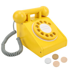Kinder Pinkes Holz-Retro-Drehtelefon, 17,2 cm x 13,6 cm x 15 cm