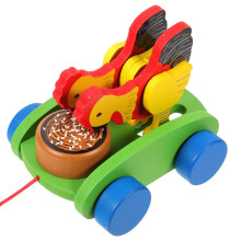 Wooden Pull Along Toy and Toddler Push Walker with Bright Colors and Dual Motion Play
